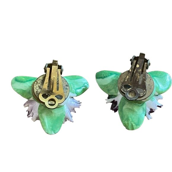 Vintage Floral Bone China Earrings Lot Of 3 Two Pierced & One Clip On England - Picture 8 of 10